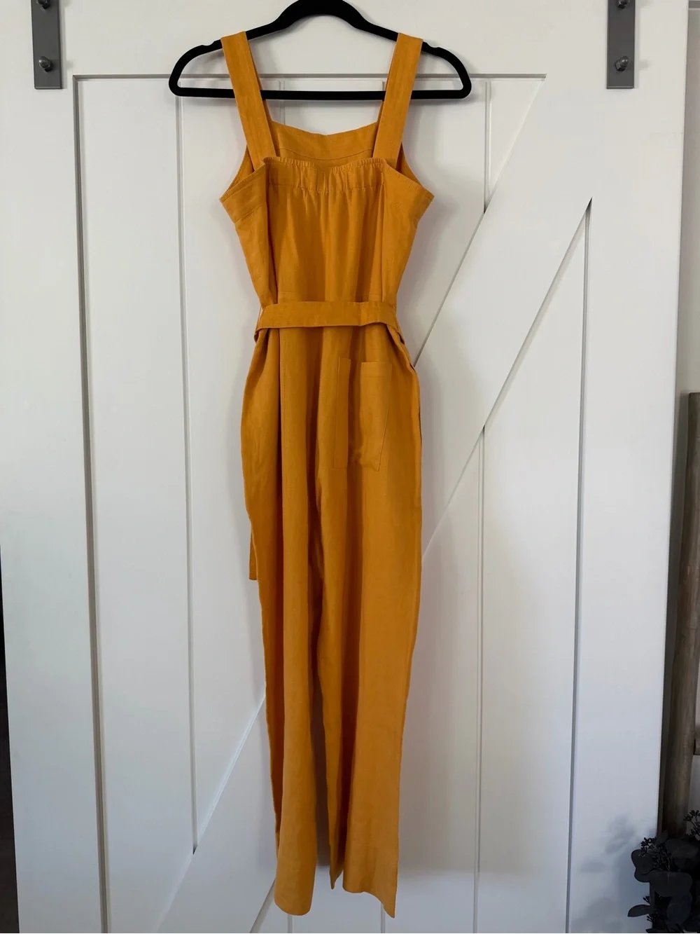 Everlane The Linen Square-Neck Jumpsuit in Marigold Yellow